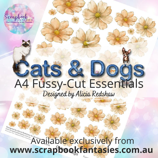 Cats & Dogs A4 Colour Fussy-Cut Essentials - Orange Flowers 223234
