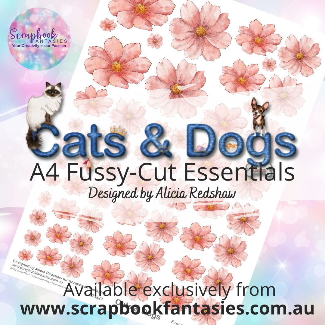 Cats & Dogs A4 Colour Fussy-Cut Essentials - Peach Flowers 223229