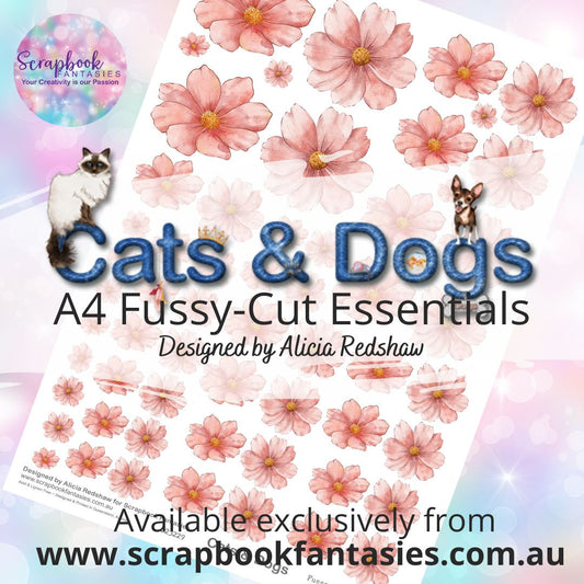 Cats & Dogs A4 Colour Fussy-Cut Essentials - Peach Flowers 223229