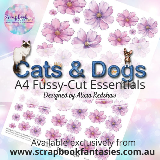 Cats & Dogs A4 Colour Fussy-Cut Essentials - Pink Flowers 223233