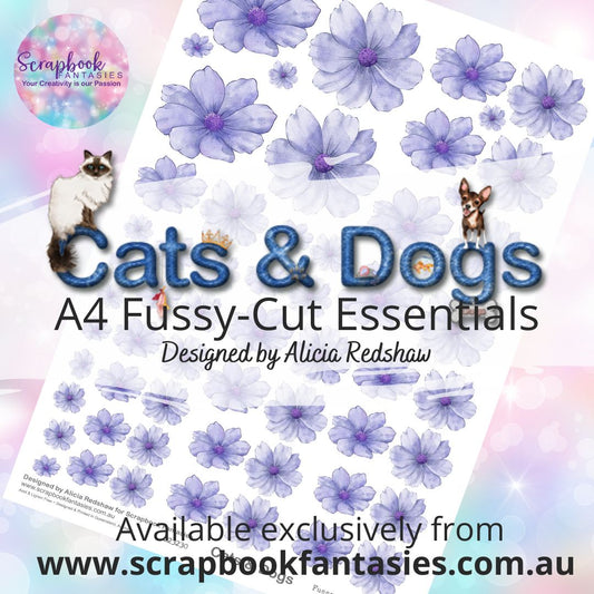 Cats & Dogs A4 Colour Fussy-Cut Essentials - Purple Flowers 223230