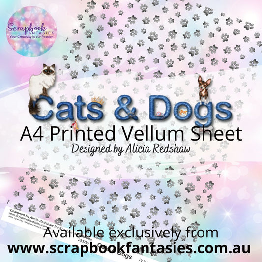 Cats & Dogs A4 Printed Vellum Sheet - Paw Prints 223226
