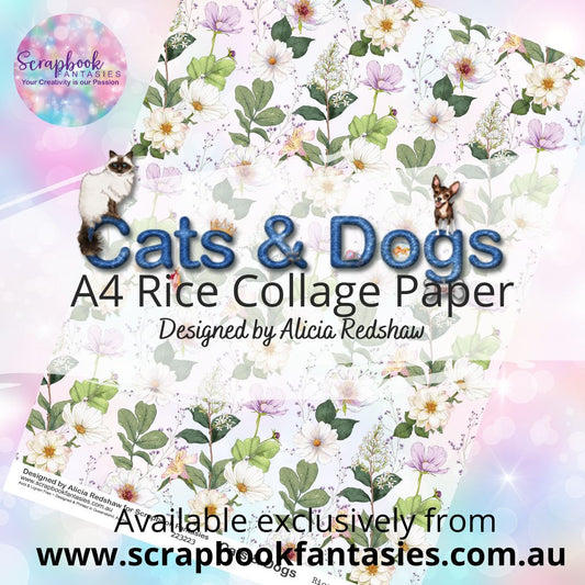 Cats & Dogs A4 Rice Collage Paper - Floral Pattern 223223