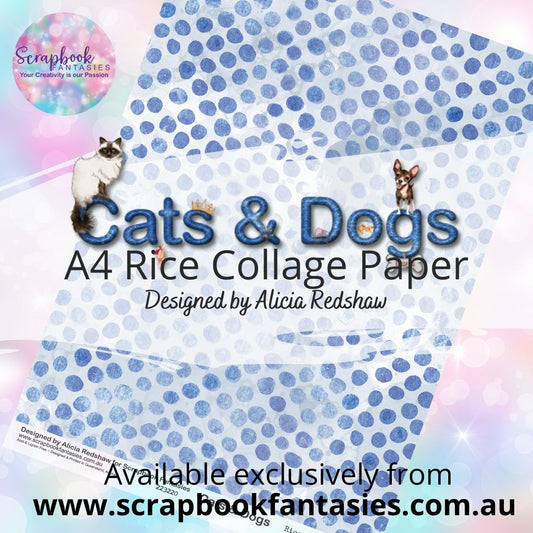 Cats & Dogs A4 Rice Collage Paper - Grey with Blue Spots 223220