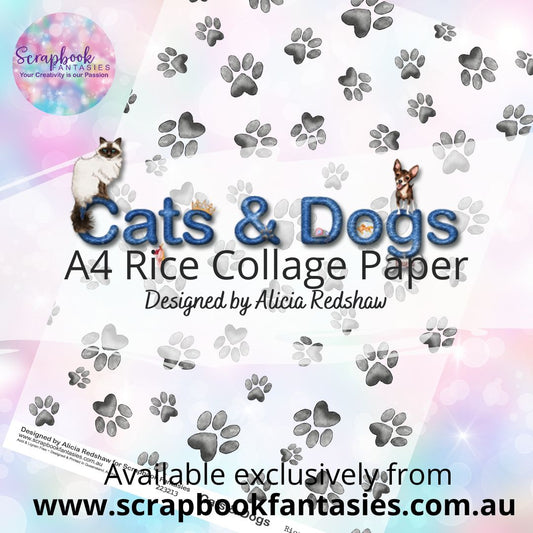 Cats & Dogs A4 Rice Collage Paper - Paw Prints 2 223213