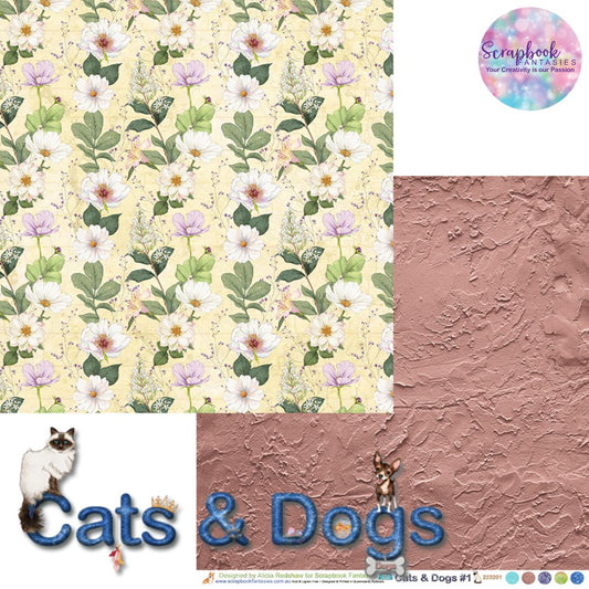 Cats & Dogs 12x12 Double-Sided Patterned Paper 1 - Designed by Alicia Redshaw Exclusively for Scrapbook Fantasies 223201