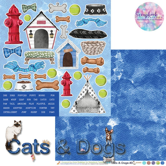 Cats & Dogs 12x12 Double-Sided Patterned Paper 3 - Designed by Alicia Redshaw Exclusively for Scrapbook Fantasies 223203