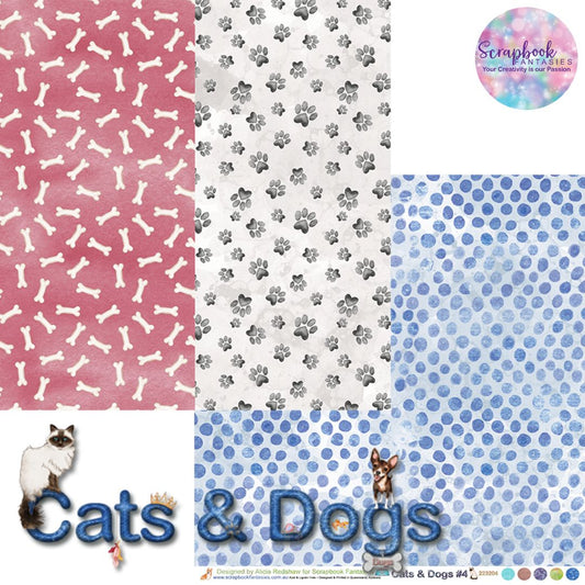 Cats & Dogs 12x12 Double-Sided Patterned Paper 4 - Designed by Alicia Redshaw Exclusively for Scrapbook Fantasies 223204