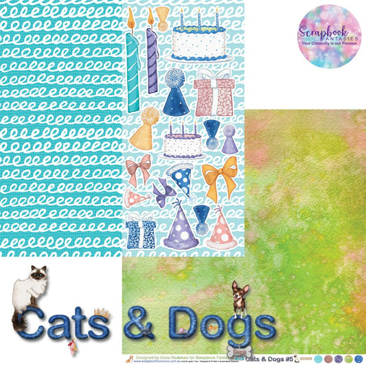 Cats & Dogs 12x12 Double-Sided Patterned Paper 5 - Designed by Alicia Redshaw Exclusively for Scrapbook Fantasies 223205
