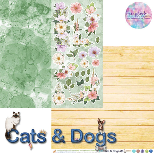 Cats & Dogs 12x12 Double-Sided Patterned Paper 6 - Designed by Alicia Redshaw Exclusively for Scrapbook Fantasies 223206