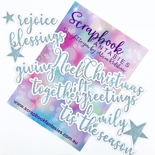 Colour-Cuts Minis - Christmas Words - Aqua Wood (13 pieces) Designed by Alicia Redshaw