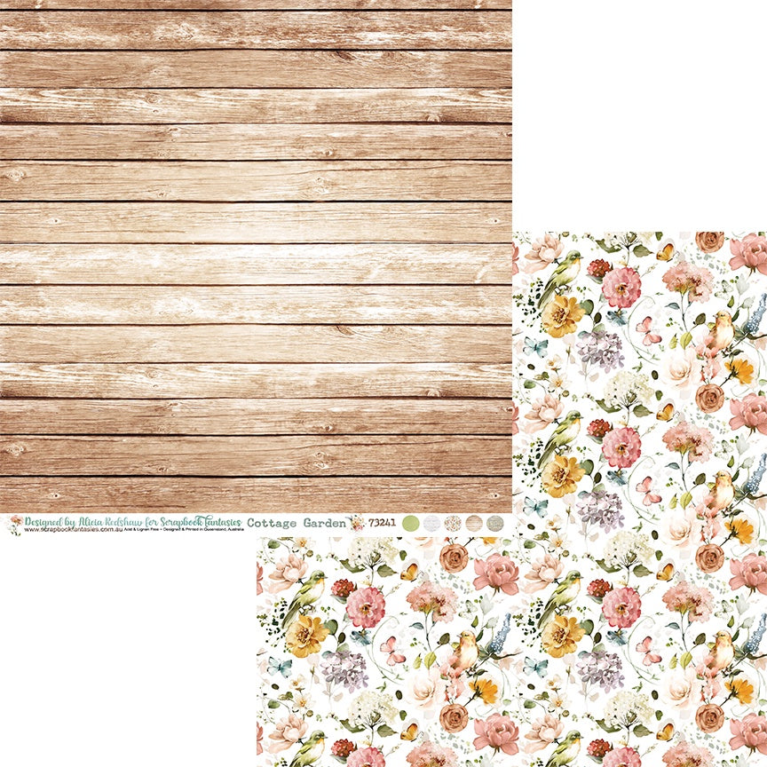 Cottage Garden 12x12 Double-Sided Patterned Paper 1 - Designed by Alicia Redshaw Exclusively for Scrapbook Fantasies
