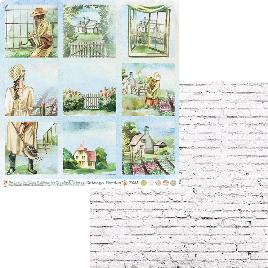 Cottage Garden 12x12 Double-Sided Patterned Paper 3 - Designed by Alicia Redshaw Exclusively for Scrapbook Fantasies