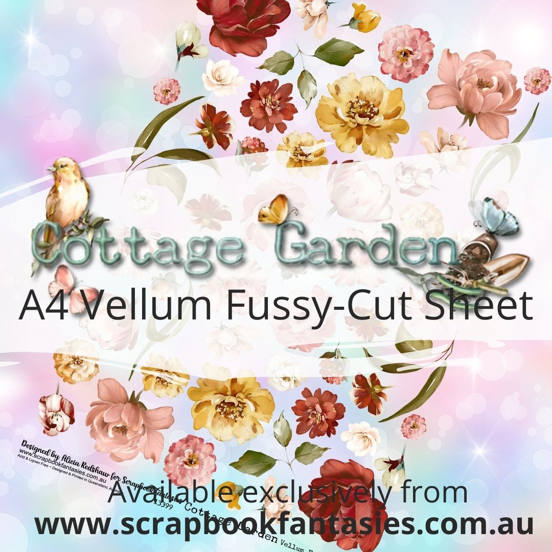 Cottage Garden A4 Vellum Colour Fussy-Cut Sheet - Flowers 13399
