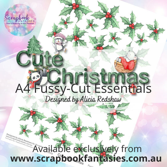 Cute Christmas A4 Colour Fussy-Cut Essentials - Holly & Leaves 909002