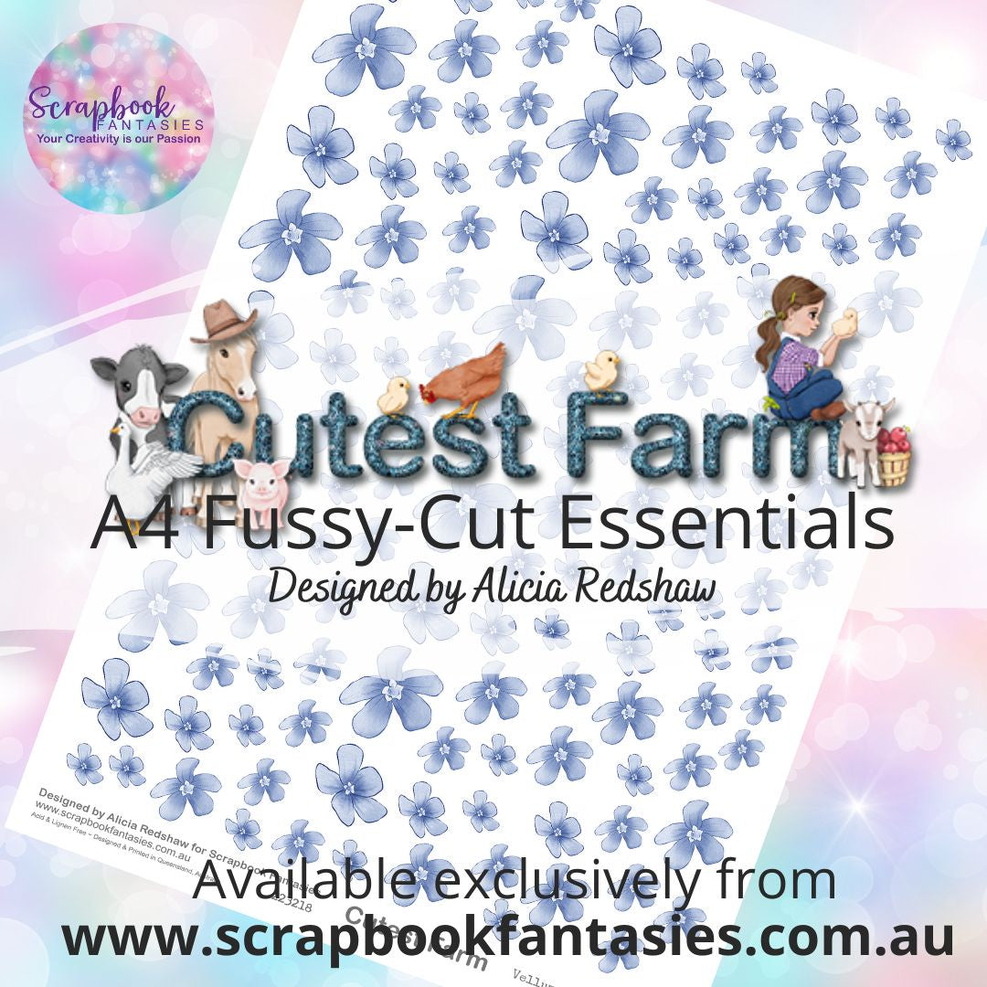 Cutest Farm A4 Colour Fussy-Cut Essentials - Blue Flowers 233215