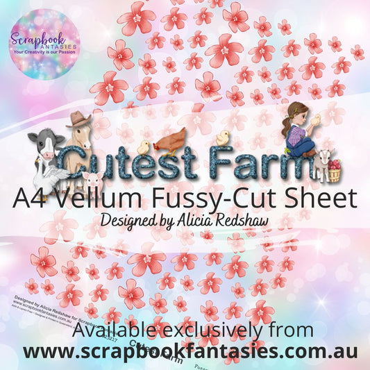 Cutest Farm A4 Vellum Colour Fussy-Cut Sheet - Red Flowers 233220