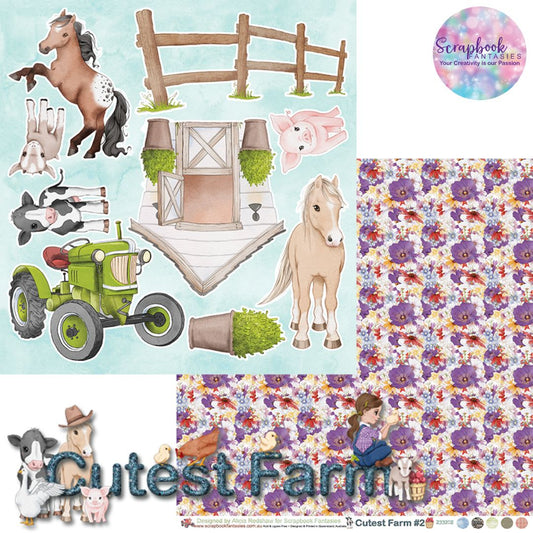 Cutest Farm 12x12 Double-Sided Patterned Paper 2 - Designed by Alicia Redshaw Exclusively for Scrapbook Fantasies 233202