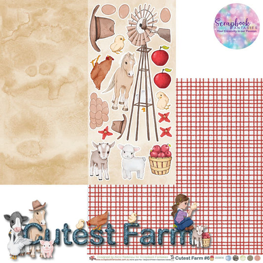 Cutest Farm 12x12 Double-Sided Patterned Paper 6 - Designed by Alicia Redshaw Exclusively for Scrapbook Fantasies 233206