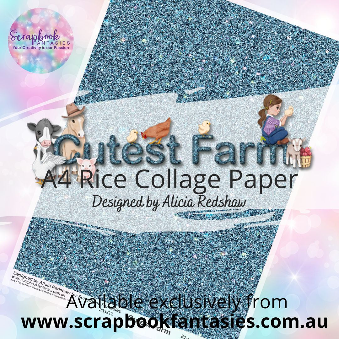 Cutest Farm A4 Rice Collage Paper - Denim Glitter 233211 – Scrapbook ...
