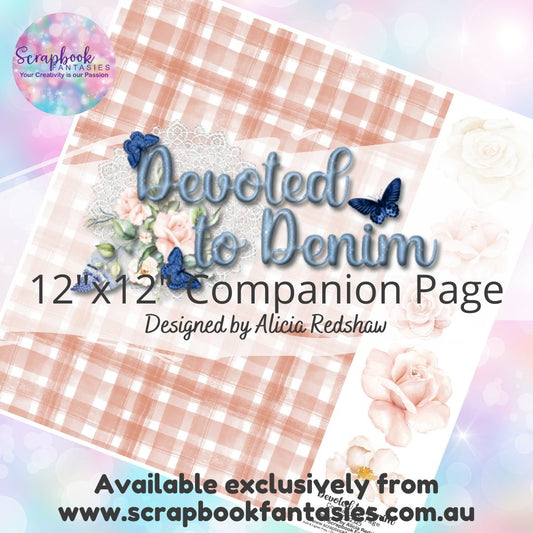 Devoted to Denim 12"x12" Single-sided Companion Page - Plaid Roses 7332325