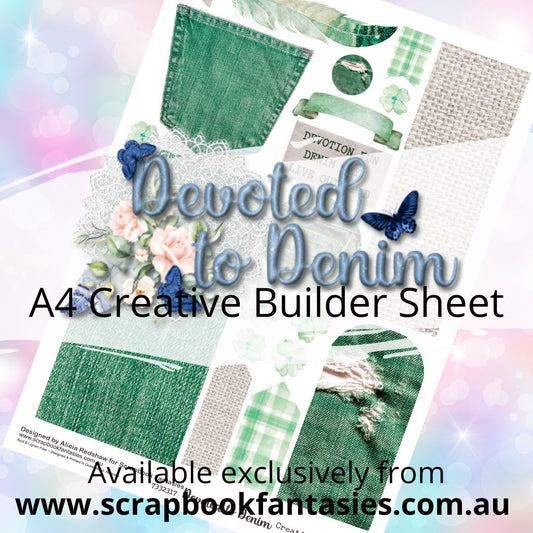 Devoted to Denim A4 Creative Builder Sheet - Green - Designed by Alicia Redshaw