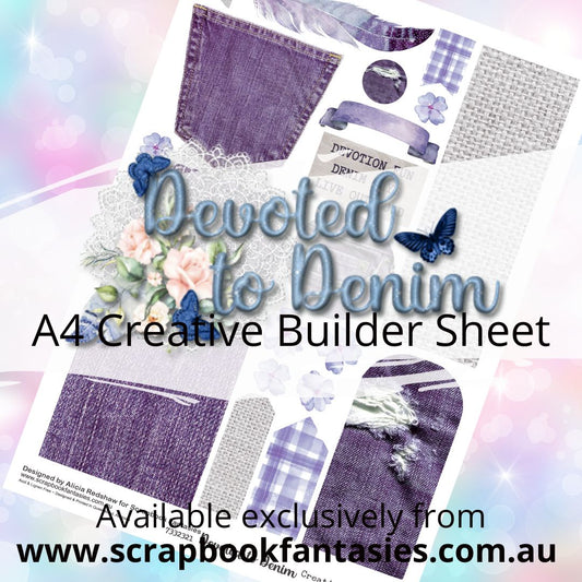 Devoted to Denim A4 Creative Builder Sheet - Purple - Designed by Alicia Redshaw