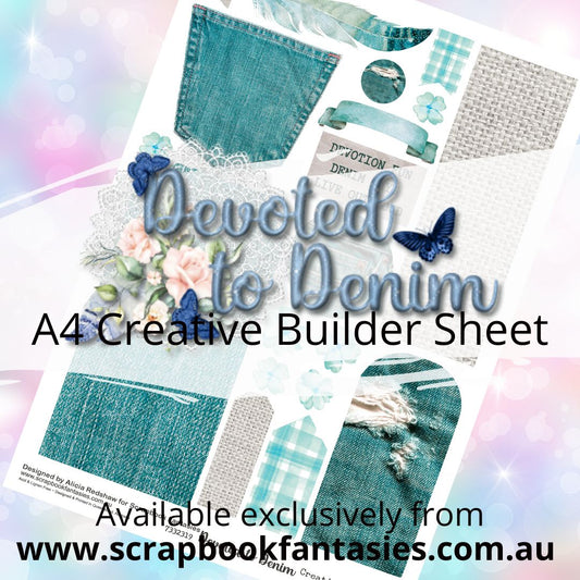 Devoted to Denim A4 Creative Builder Sheet - Teal - Designed by Alicia Redshaw