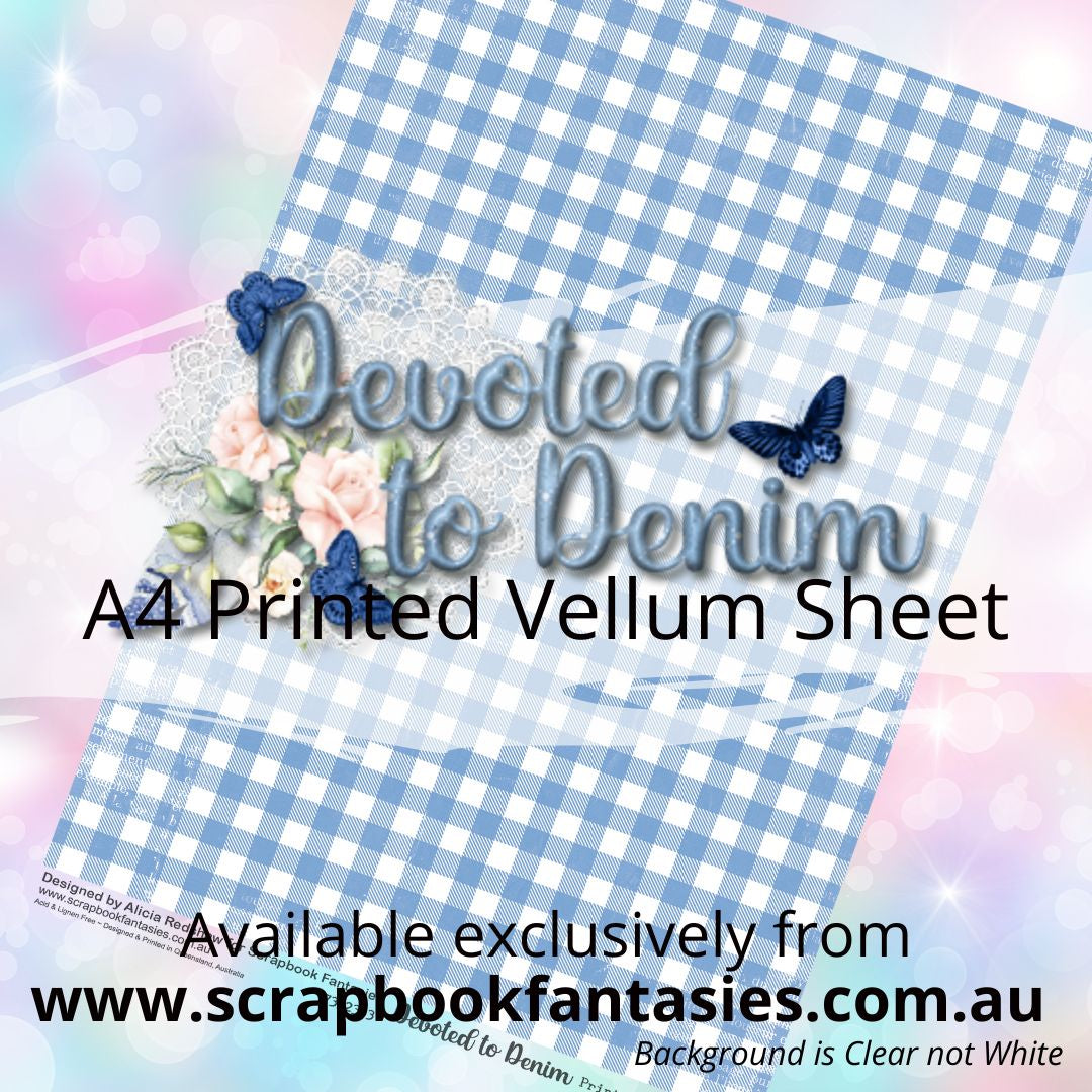 Devoted to Denim A4 Printed Vellum Sheet - Blue & White Check 7332303