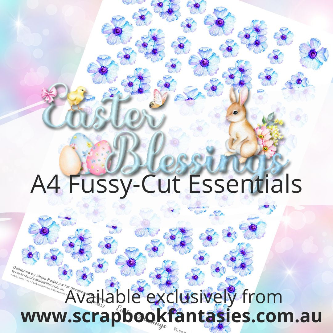 Easter Blessings A4 Colour Fussy-Cut Essentials - Blue Flowers 8733219