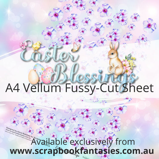 Easter Blessings A4 Vellum Colour Fussy-Cut Sheet - Purple Flowers 8733218