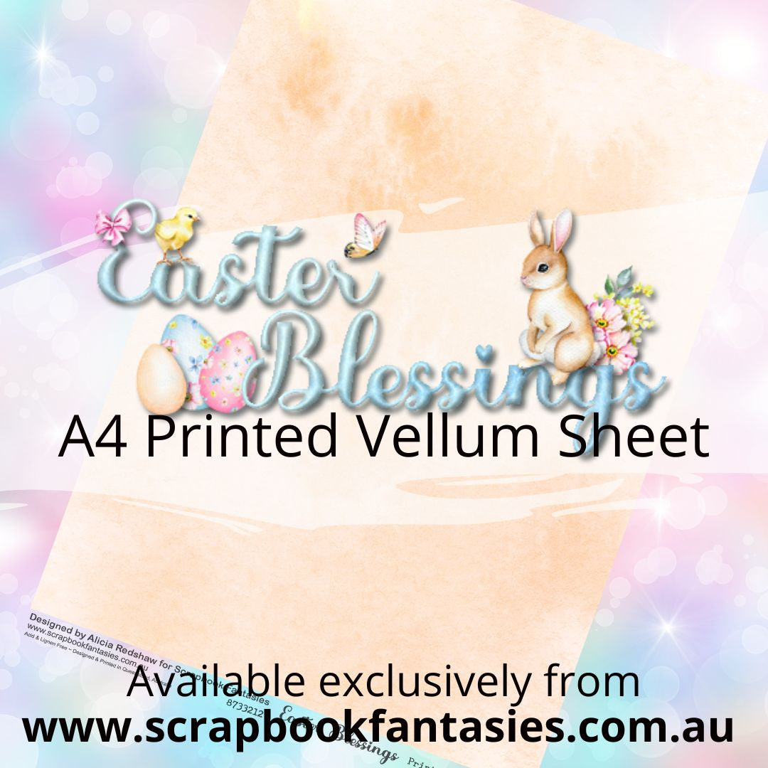 Easter Blessings A4 Printed Vellum Sheet - Apricot Watercolour 8733212