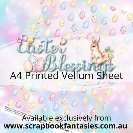 Easter Blessings A4 Printed Vellum Sheet - Patterned Easter Eggs 8733216
