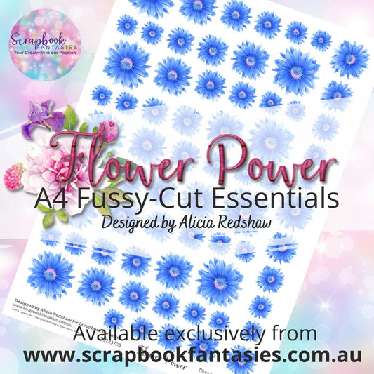 Flower Power A4 Colour Fussy-Cut Essentials - Blue Gerberas 73723703