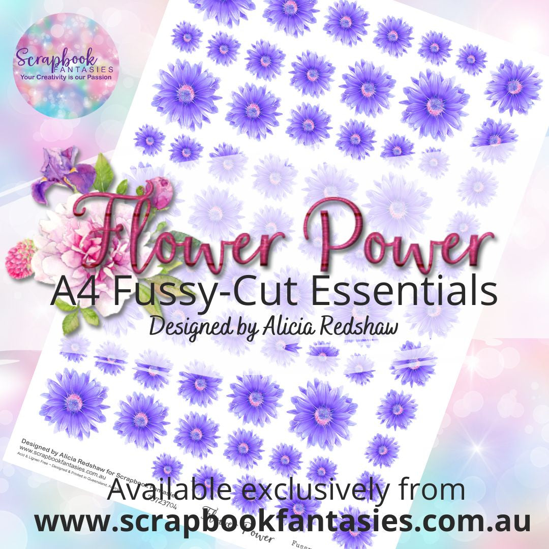 Flower Power A4 Colour Fussy-Cut Essentials - Purple Gerberas 73723704