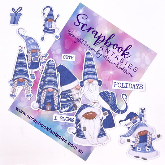 Gnome for the Holidays Colour-Cuts Minis - Blue Gnomes (14 pieces) Designed by Alicia Redshaw