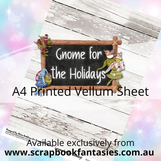 Gnome for the Holidays A4 Printed Vellum Sheet - Pale Grey Wood 13178
