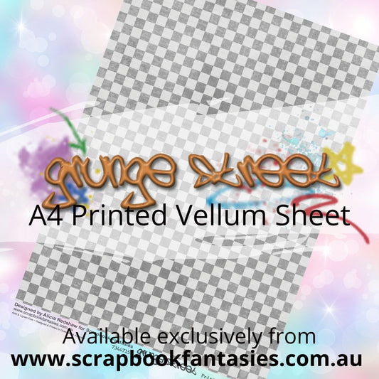Grunge Street A4 Printed Vellum Sheet - Grey Checks 7344715