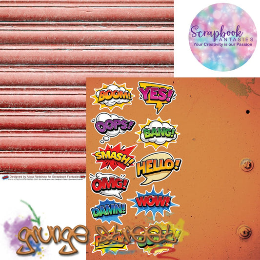 Grunge Street 12x12 Double-Sided Patterned Paper 2 - Designed by Alicia Redshaw Exclusively for Scrapbook Fantasies