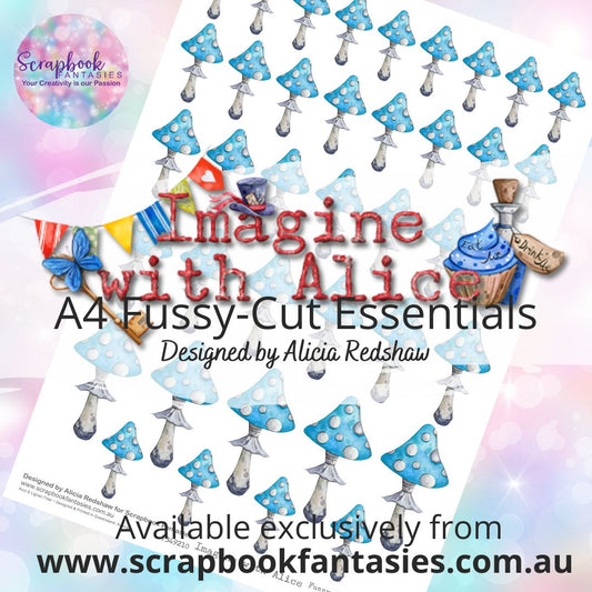 Imagine with Alice A4 Colour Fussy-Cut Essentials - Blue Mushrooms 7349210