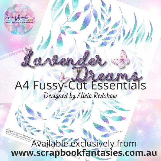Lavender Dreams A4 Colour Fussy-Cut Essentials - Aqua Leaves 532421