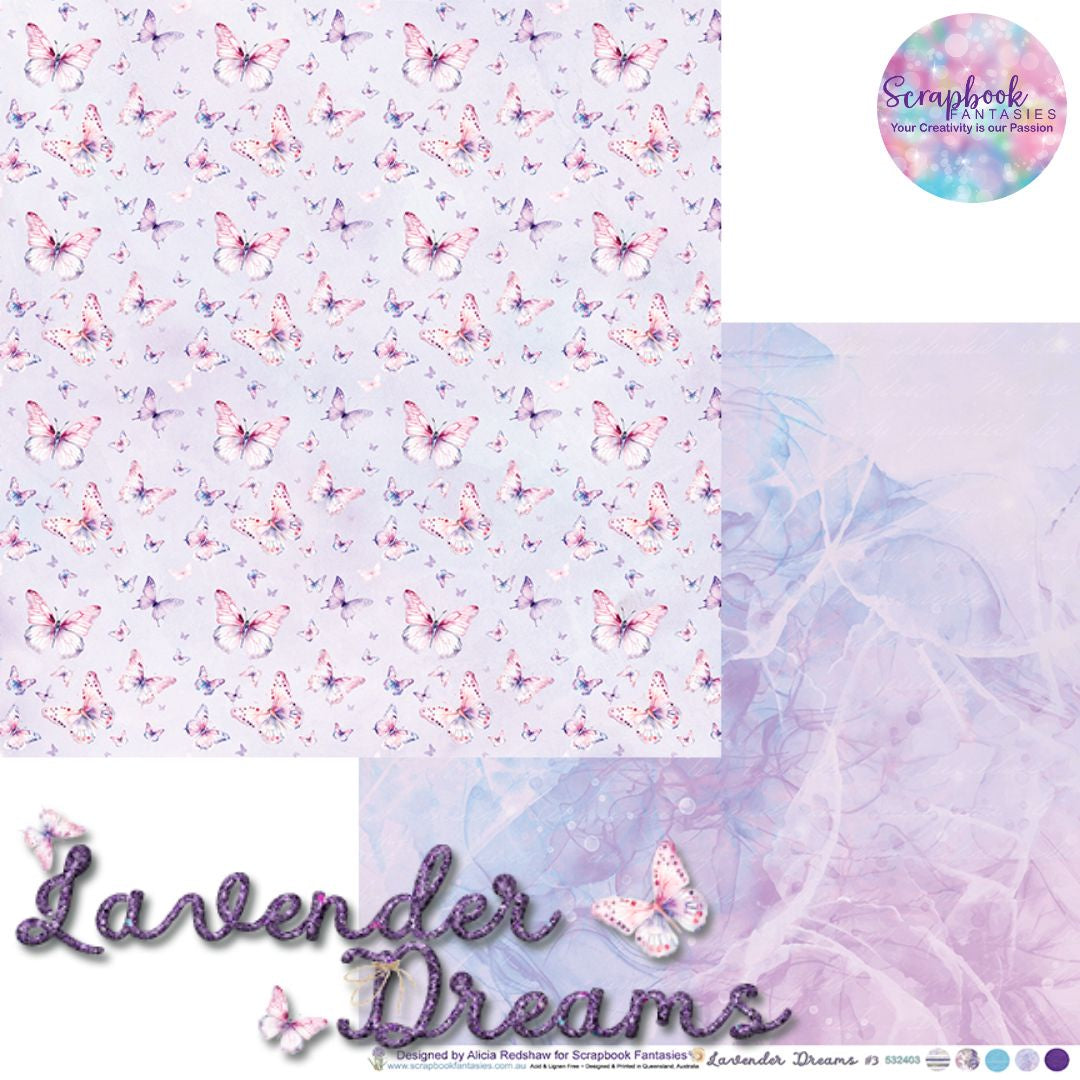 Lavender Dreams 12x12 Double-Sided Patterned Paper 3 - Designed by Alicia Redshaw Exclusively for Scrapbook Fantasies 532403