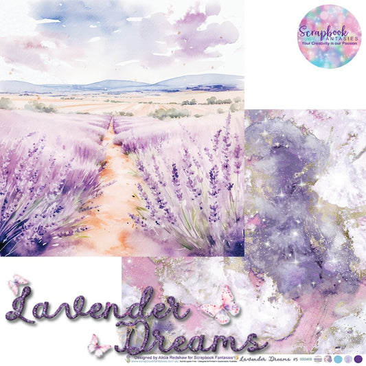 Lavender Dreams 12x12 Double-Sided Patterned Paper 5 - Designed by Alicia Redshaw Exclusively for Scrapbook Fantasies 532405