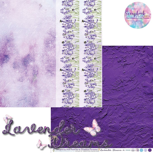 Lavender Dreams 12x12 Double-Sided Patterned Paper 6 - Designed by Alicia Redshaw Exclusively for Scrapbook Fantasies 532406