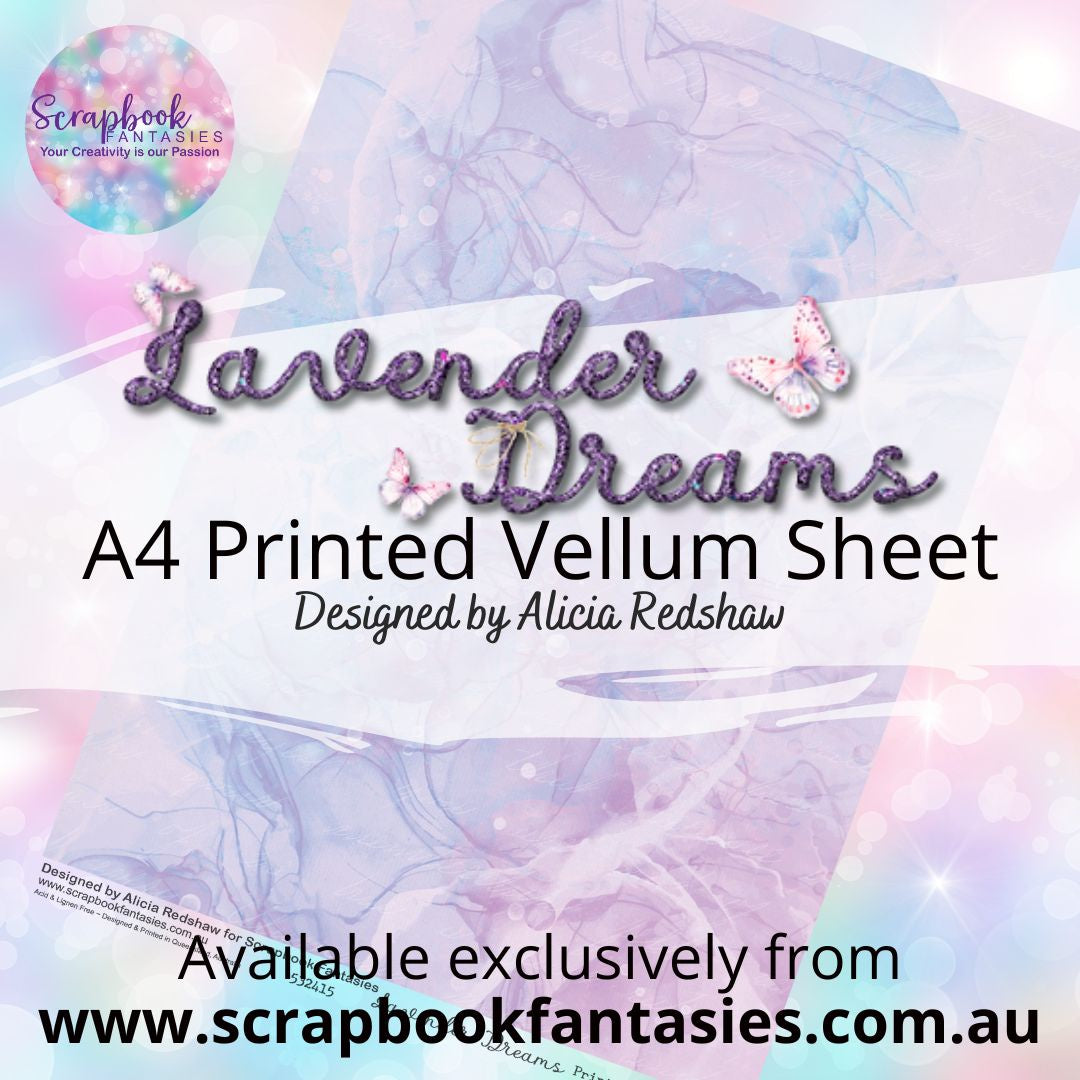 Lavender Dreams A4 Printed Vellum Sheet - Alcohol Ink Swirl 532415