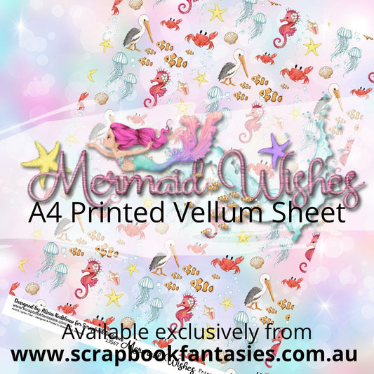 Mermaid Wishes A4 Printed Vellum Sheet - Beach Print 13567
