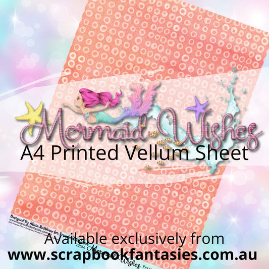 Mermaid Wishes A4 Printed Vellum Sheet - Peach Print 13564