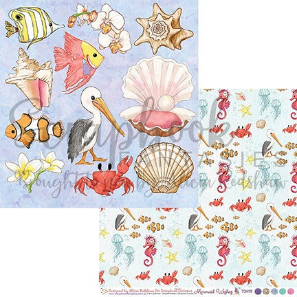 Mermaid Wishes 12x12 Double-Sided Patterned Paper 2 - Designed by Alicia Redshaw Exclusively for Scrapbook Fantasies