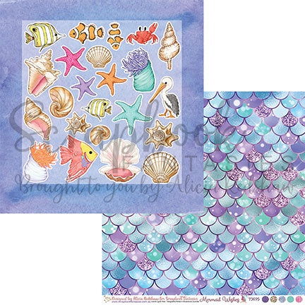 Mermaid Wishes 12x12 Double-Sided Patterned Paper 5 - Designed by Alicia Redshaw Exclusively for Scrapbook Fantasies