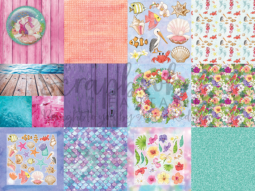 Mermaid Wishes 12x12 Double-Sided Patterned Paper Pack - Designed by Alicia Redshaw Exclusively for Scrapbook Fantasies